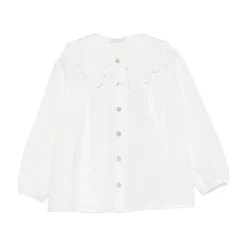 Baumwollshirt mit gewelltem Kragen>Laranjinha Outlet