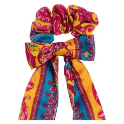 Bedrucktes Twill-Haargummi mit Schal und Schleife><noscript><img width=