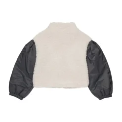 Shearling Jacke mit weißem Reißverschluss><noscript><img width=