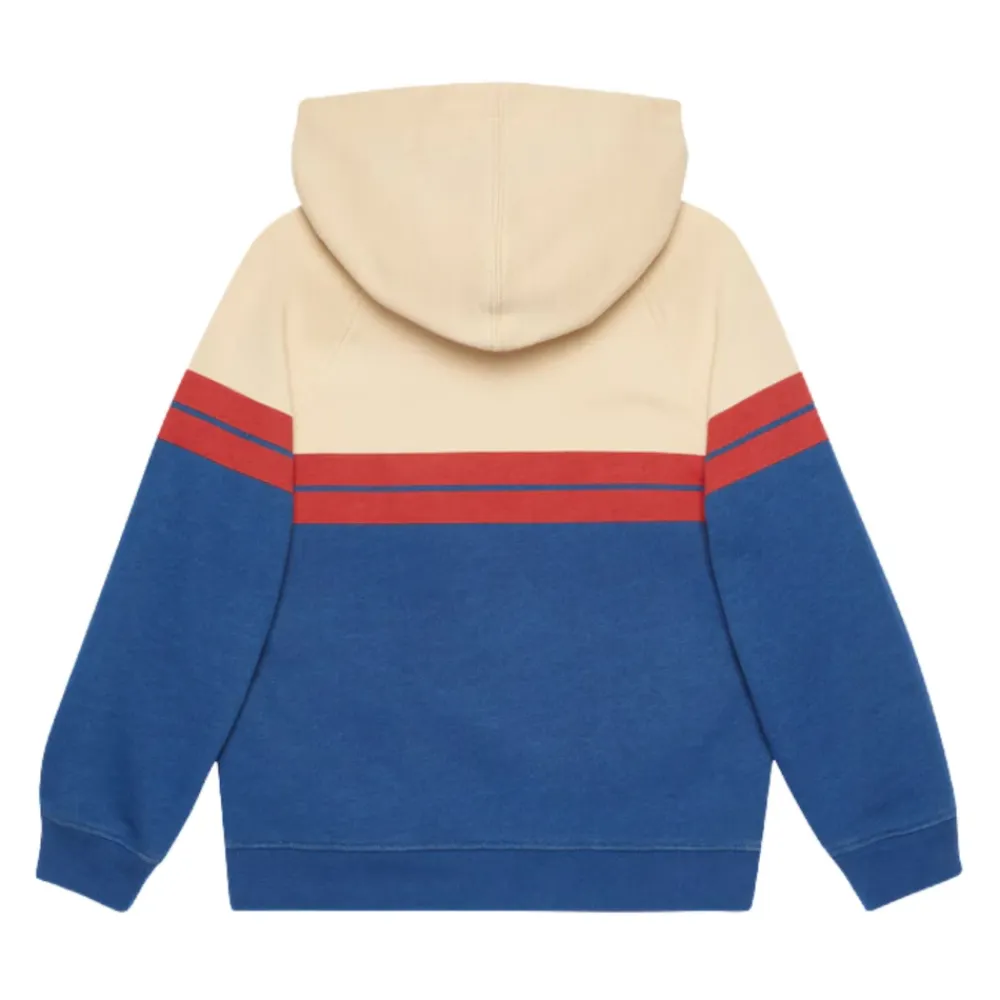 Beige/Blauer Hoodie mit rotem Aufdruck>Gucci Discount