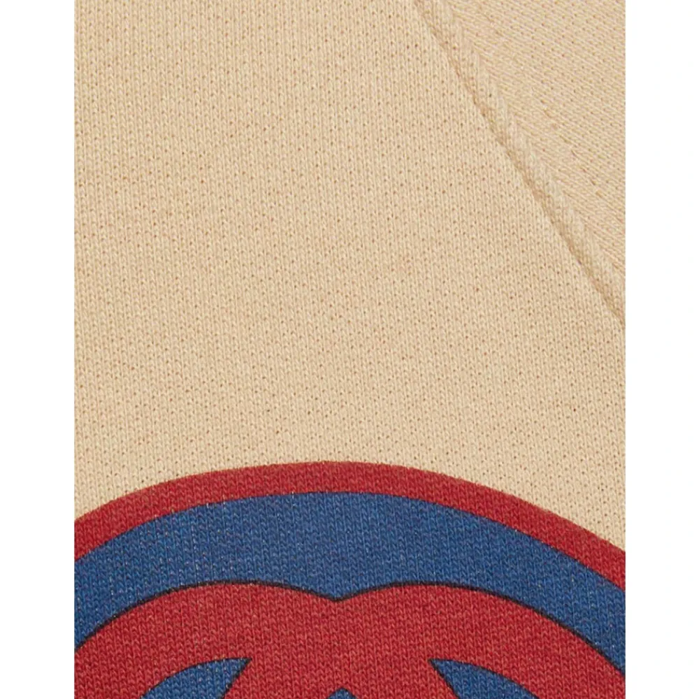 Beige/Blauer Hoodie mit rotem Aufdruck>Gucci Discount