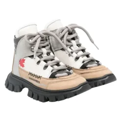 /Graue Kinder Leder Stiefeletten>Dsquared2 Online