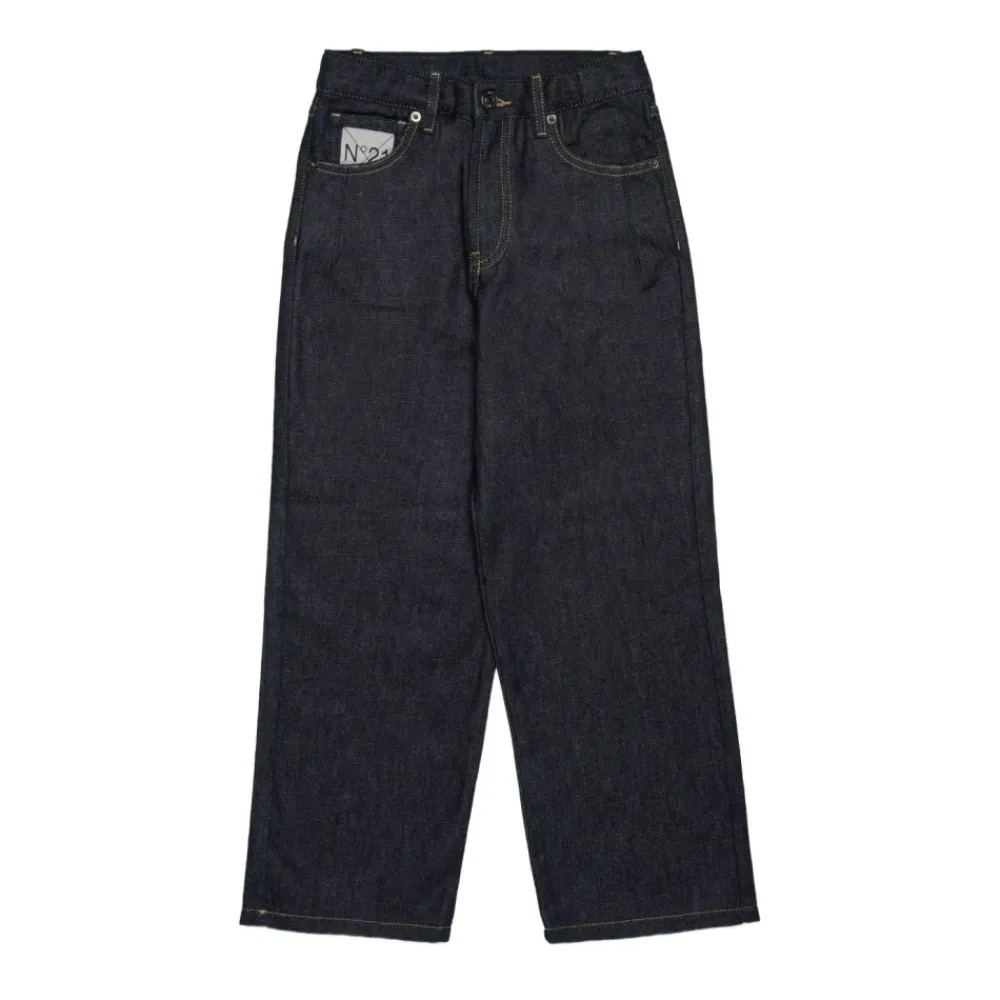Bestickte Navy Blue Kinderjeans>N21 Hot