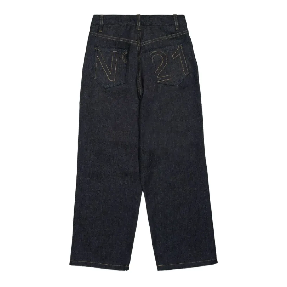Bestickte Navy Blue Kinderjeans>N21 Hot