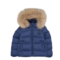 Technischer Stoffmantel mit Kapuze>Blauer