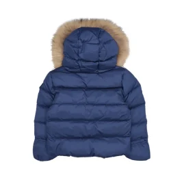 Technischer Stoffmantel mit Kapuze>Blauer