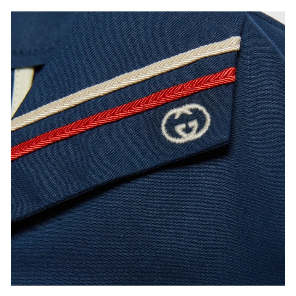 Blaues Kinderkleid mit verschlungener G-Stickerei>Gucci Discount