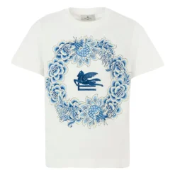 Blumiger Pegasus Elfenbein Baumwoll-T-Shirt>Etro Discount