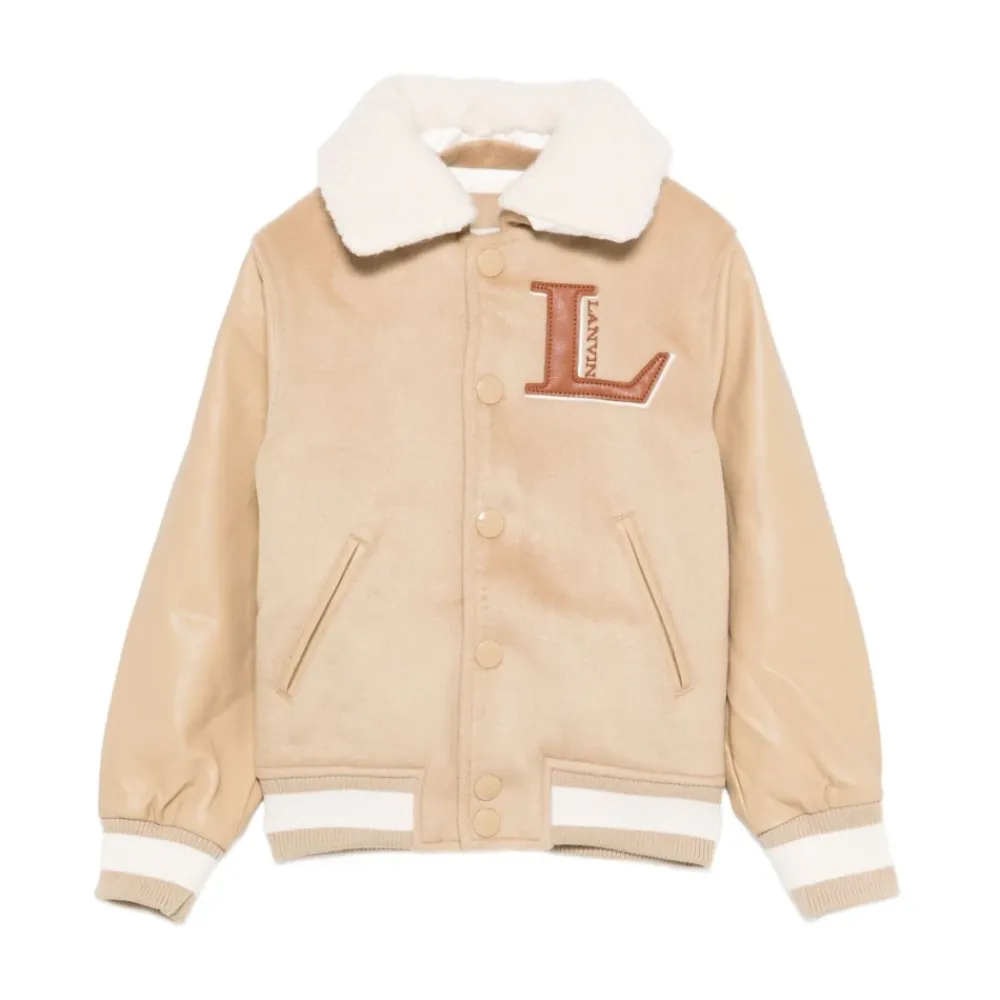 Bomberjacke mit Logo und Shearling-Kragen>Lanvin Online