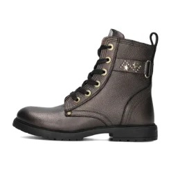 Bronzefarbene Leder-Mädchenschnürstiefel>Develab Discount