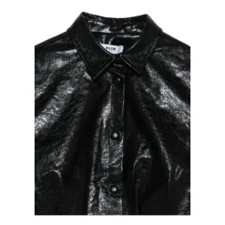 Camicia effetto pelle martellata lunghezza crop><noscript><img width=