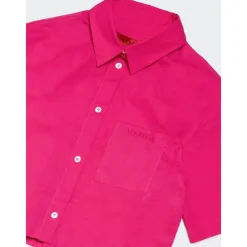 Camicia in cotone con logo ricamato sul petto><noscript><img width=