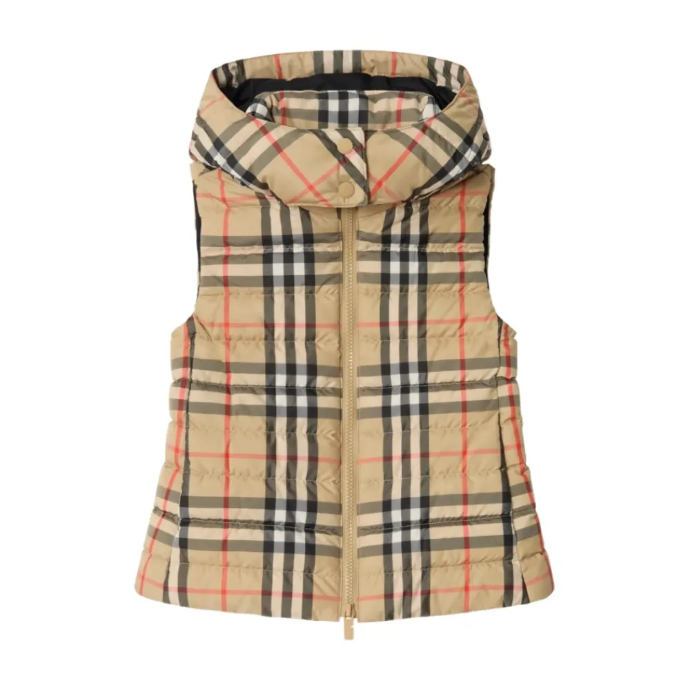 Check Kapuzen-Puffer-Gilet>Burberry Discount