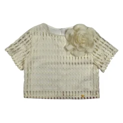 Cremefarbene schimmernde Tunika mit Blumenapplikation>Manila Grace Clearance