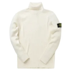 Cremefarbener gerippter Rollkragenpullover>Stone Island Clearance