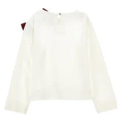 Cremefarbener Pullover mit Roter Schleife>Monnalisa Best