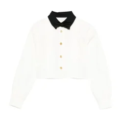 Cropped-Shirt mit Schleifenknotenkragen>Elisabetta Franchi Outlet