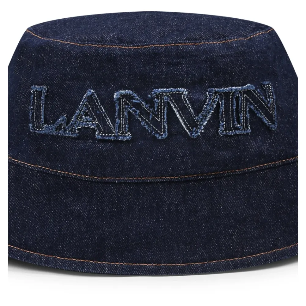 Denim Cloche Hut mit Fransenlogo>Lanvin Discount