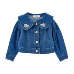 Denimjacke mit Blumenstickerei>Monnalisa Clearance