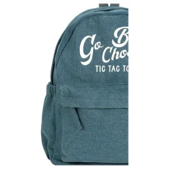 Denim-Rucksack mit bedrucktem Logo><noscript><img width=