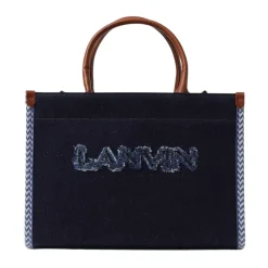 Denim-Tragetasche mit gesticktem Logo>Lanvin Hot