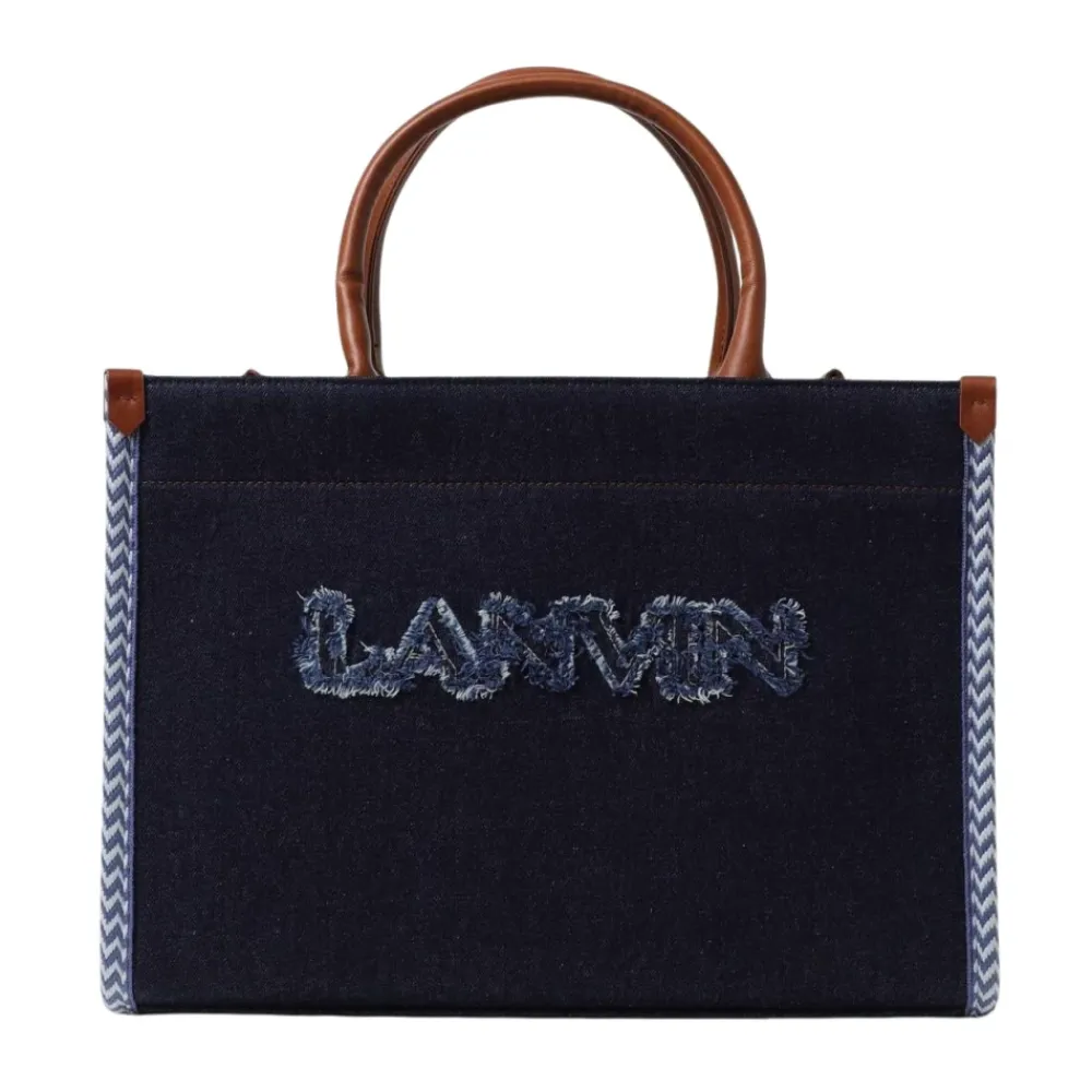Denim-Tragetasche mit gesticktem Logo>Lanvin Hot