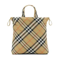 Drawstring Check Tote>Burberry Clearance
