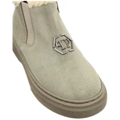 Eco Shearling Suede Ankle Boots><noscript><img width=