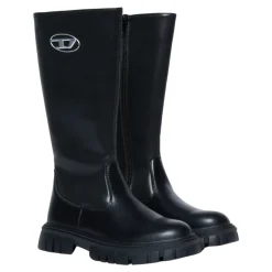 Elegante e hohe Stiefel mit ovalem Metall-Logo>Diesel Sale