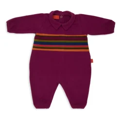 Fuchsia Fleece Romper mit Gestreiftem Band>GALLO Hot