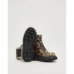 Gedruckte, glänzende Stiefeletten aus Kalbsleder><noscript><img width=