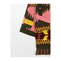 Gemusterte Strickjacke mit Gürtel><noscript><img width=