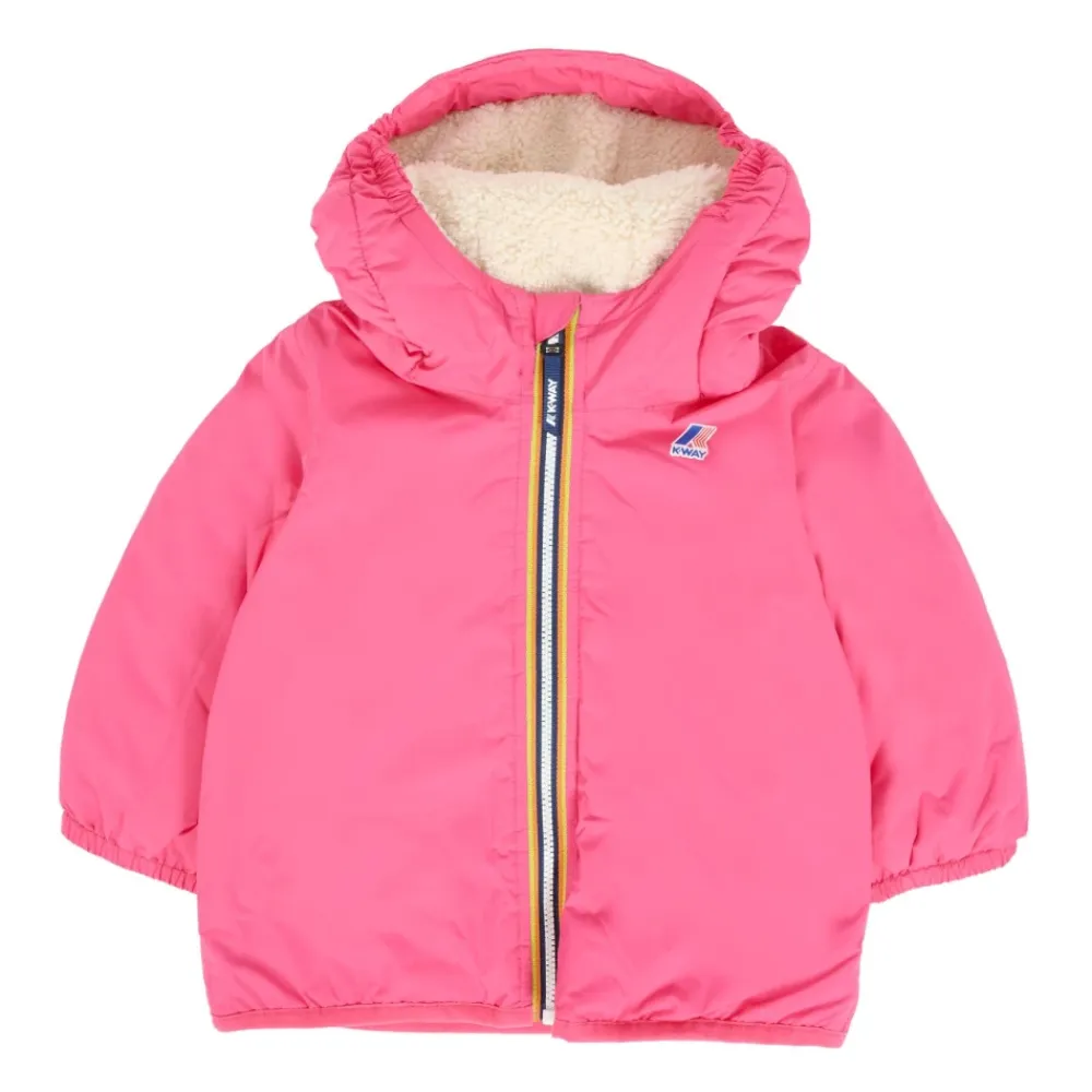 Gepolsterte Fuchsia Jacke mit Faux Shearling>K-Way Best
