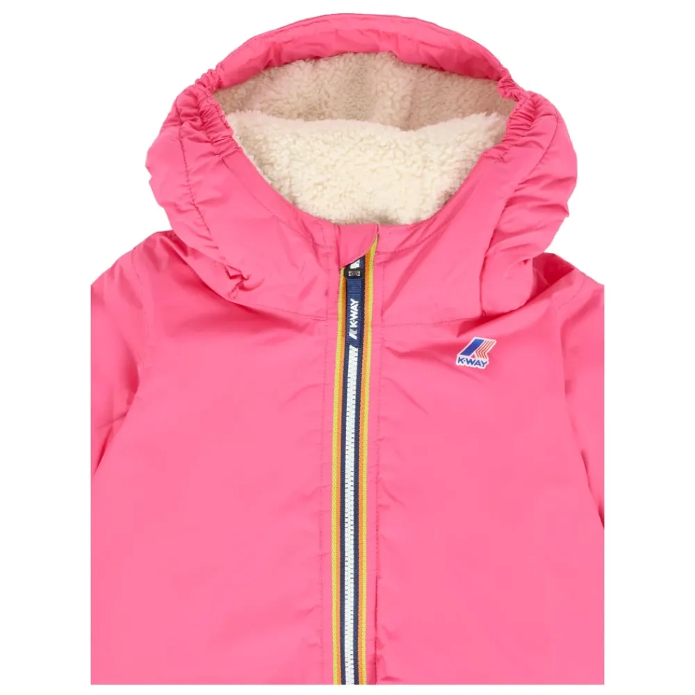 Gepolsterte Fuchsia Jacke mit Faux Shearling>K-Way Best