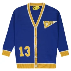 Gerippte Strickjacke aus Schurwolle mit kontrastierenden Abschlüssen>Off White