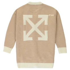 Gerippter Cardigan aus Schurwolle mit Arrow-Maxi-Stickerei>Off White Sale