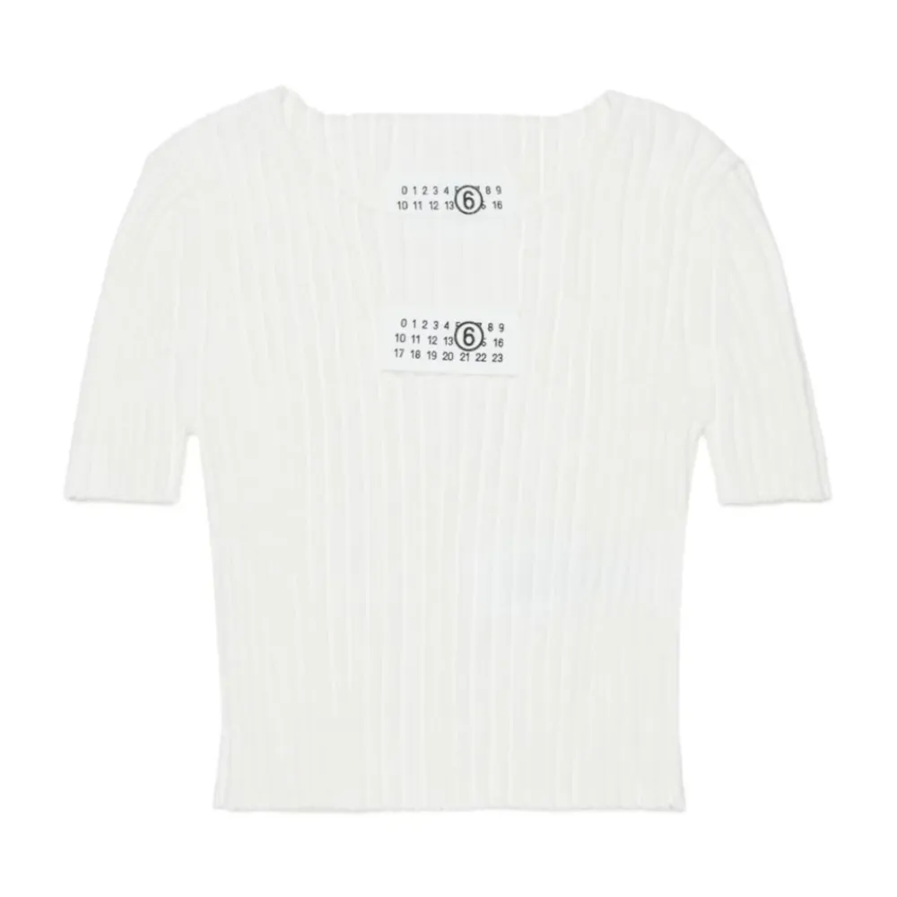 Geripptes Baumwoll-T-Shirt>MM6 Maison Margiela