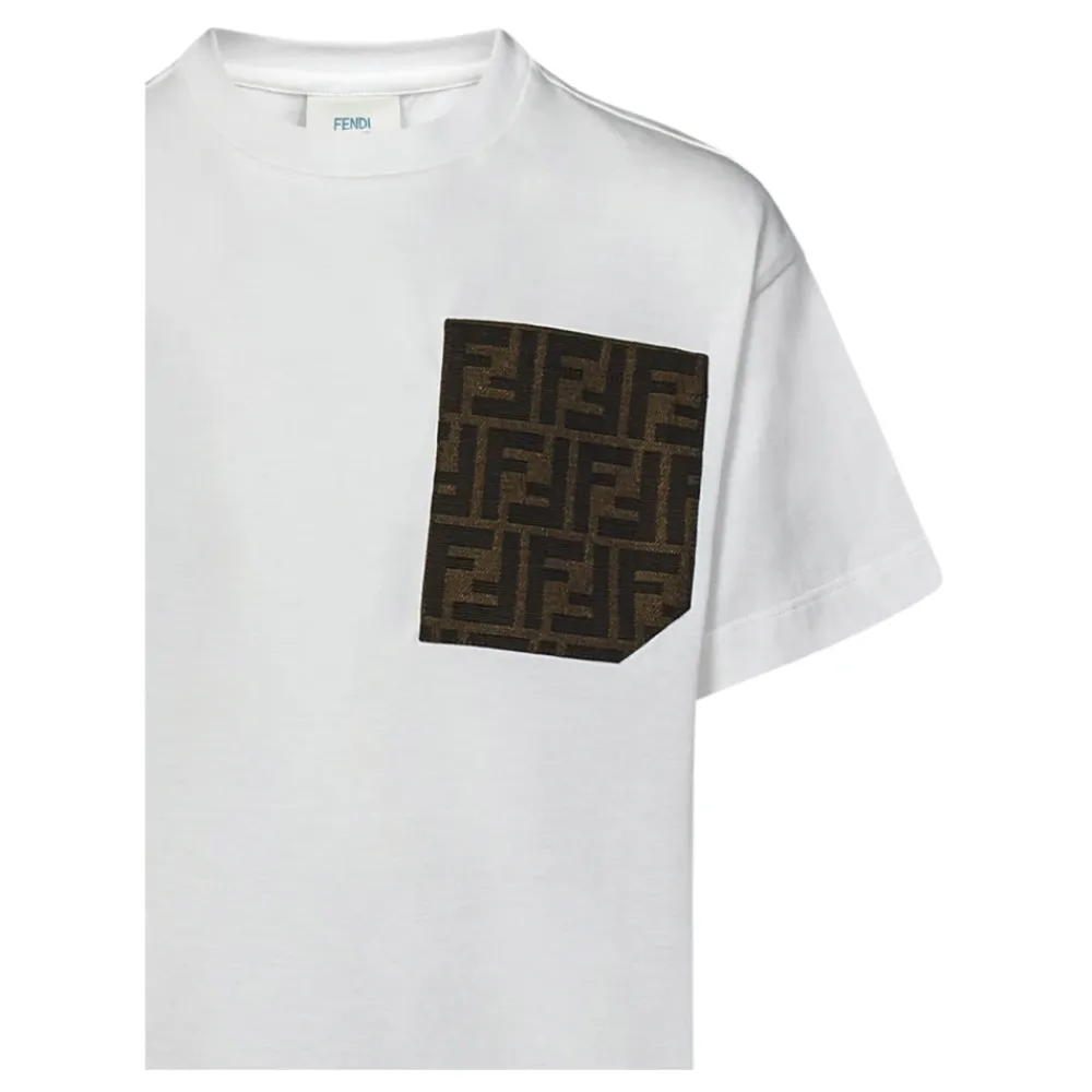 Geripptes T-Shirt mit Rundhalsausschnitt>Fendi Best
