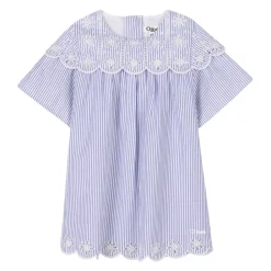 Gestreiftes Kleid mit gewelltem Saum>Chloé Discount