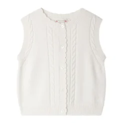 Gestrickte ärmellose Strickjacke Bianco>Bonpoint New