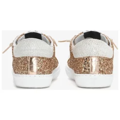 Glitzer Gold Leder Sneakers Weiß><noscript><img width=