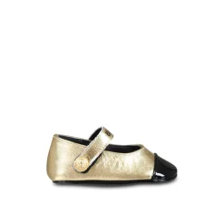 Goldene Leder-Ballettflats mit Riemen>Balmain