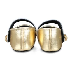 Goldene Leder-Ballettflats mit Riemen><noscript><img width=