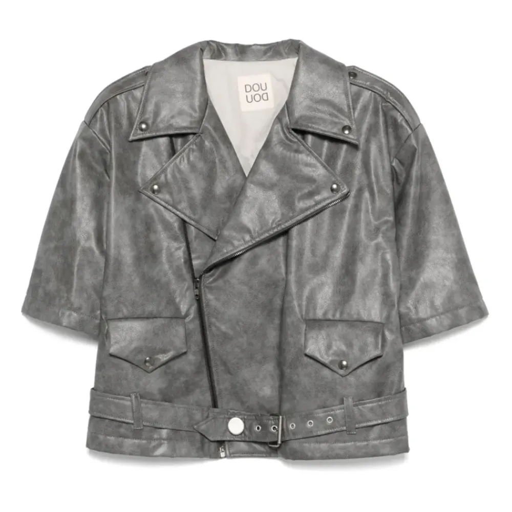 e Biker Lederjacke Reißverschluss Vorne>Douuod Woman Hot