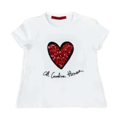 Herz Pailletten es Baumwoll-T-Shirt>Carolina Herrera New