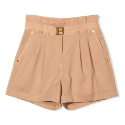 High-Waisted Gürtel Falten Shorts>Balmain New