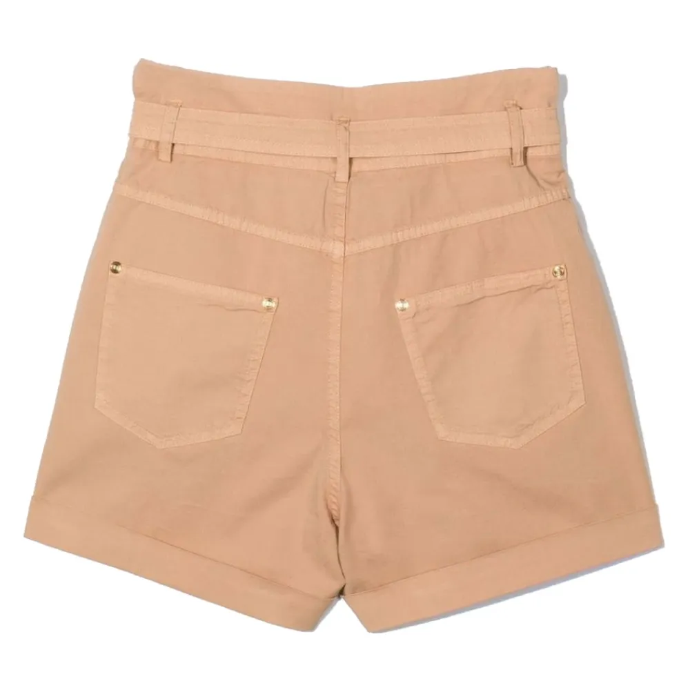 High-Waisted Gürtel Falten Shorts>Balmain New