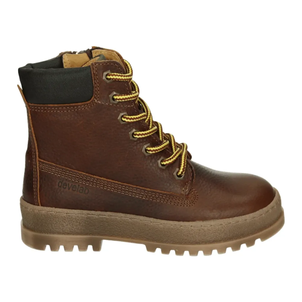 Jungen Lederschuhe Cognac Farbe>Develab New