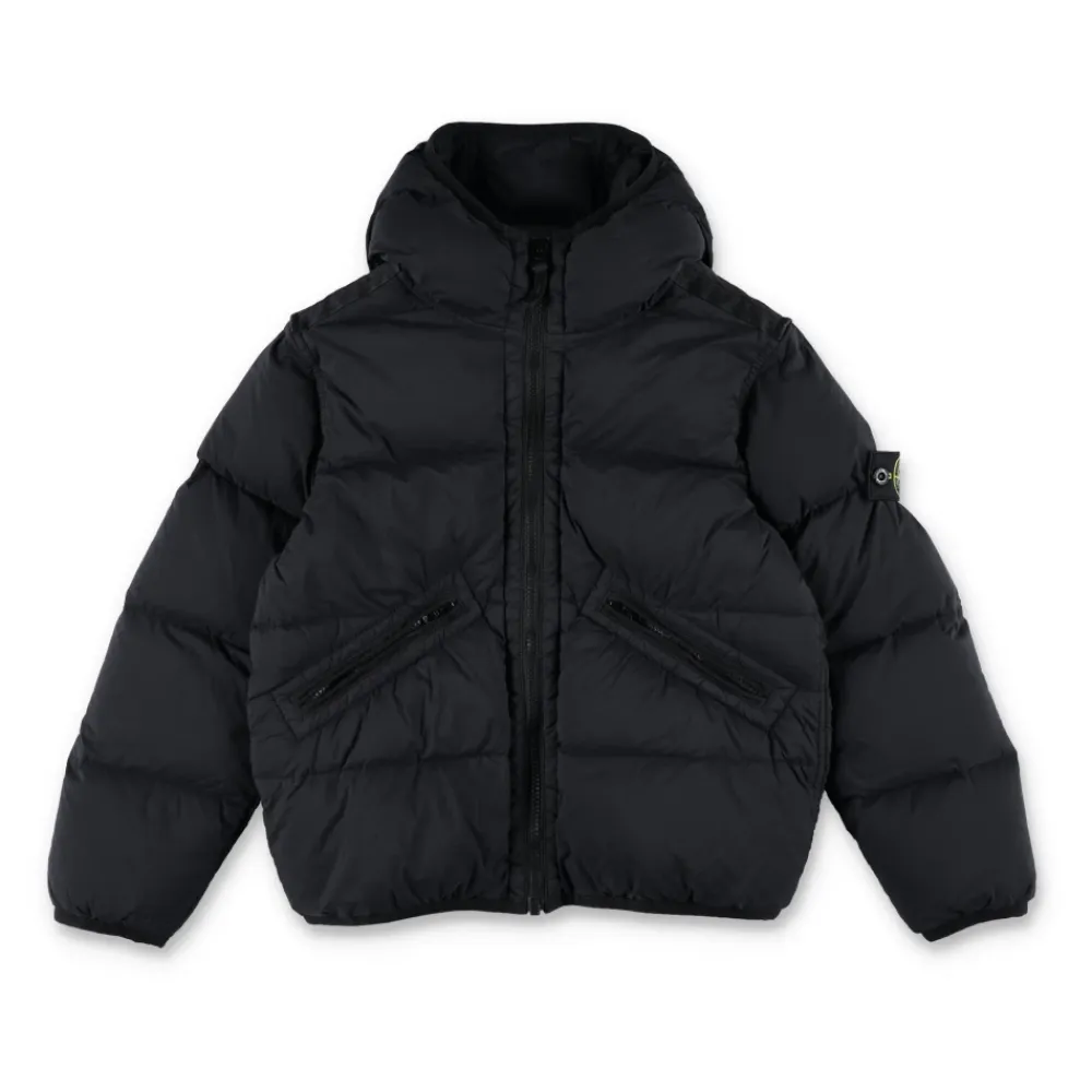 Kapuzen-Daunenjacke mit elastischen Bündchen>Stone Island Hot