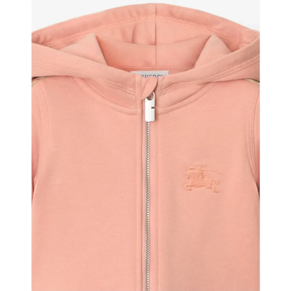 Karierte Tape Reißverschluss Hoodie in Pink>Burberry
